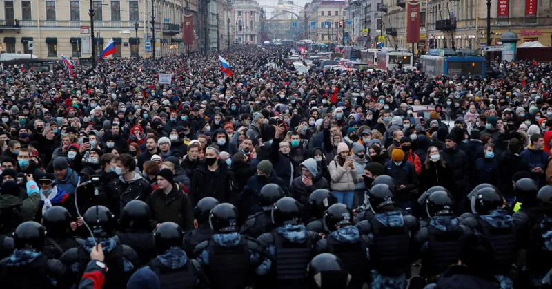 რუსეთში ალექსეი ნავალნის გათავისუფლების მოთხოვნით გამართულ საპროტესტო აქციებზე 2 250 ადამიანი დააკავეს