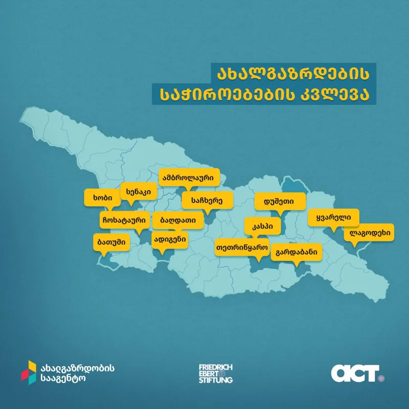ახალგაზრდობის სააგენტო საქართველოს 10 რეგიონის 14 მუნიციპალიტეტში ახალგაზრდების საჭიროებების კვლევას ატარებს