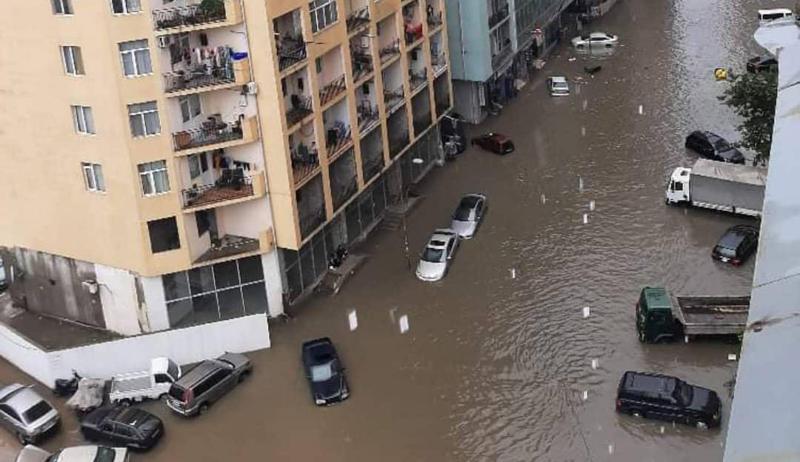 Several streets were flooded as a result of heavy rain in Batumi