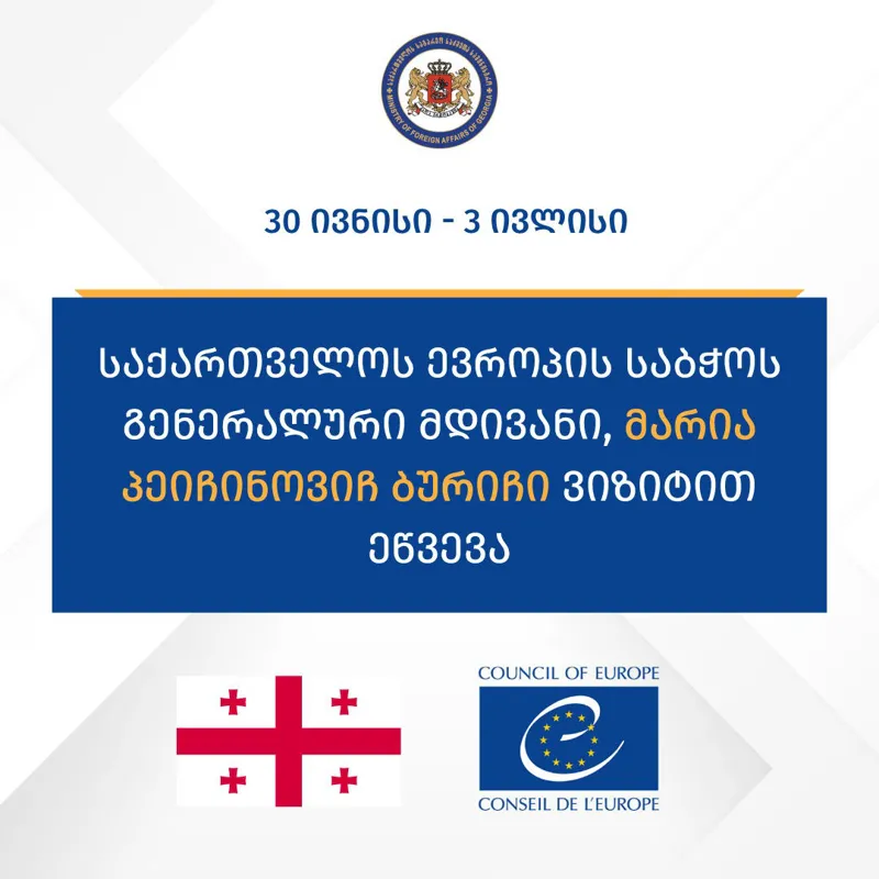 საქართველოს ევროპის საბჭოს გენერალური მდივანი ეწვევა