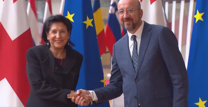 President of Georgia meets with Charles Michel in Brussels