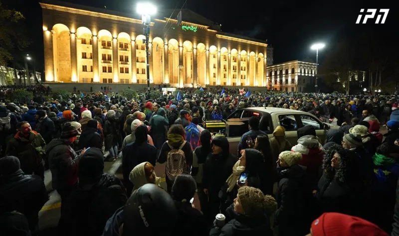 The participants of the march joined the ongoing protest on Rustaveli avenue
