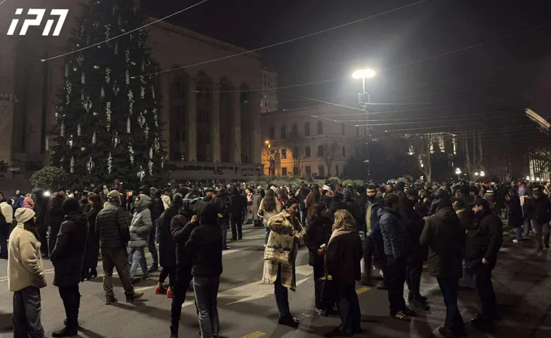 Citizens are gathering in front of the Parliament for a protest rally - Rustaveli Avenue was blocked