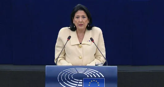 Salome Zurabishvili: The protests a very peaceful movement, a mass civil disobedience movement, and it demands two things - give me back my vote and give me back my European future