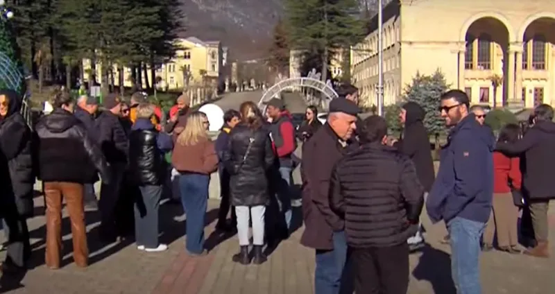 A Solidarity Rally Held for Laid-Off Miners in Tkibuli