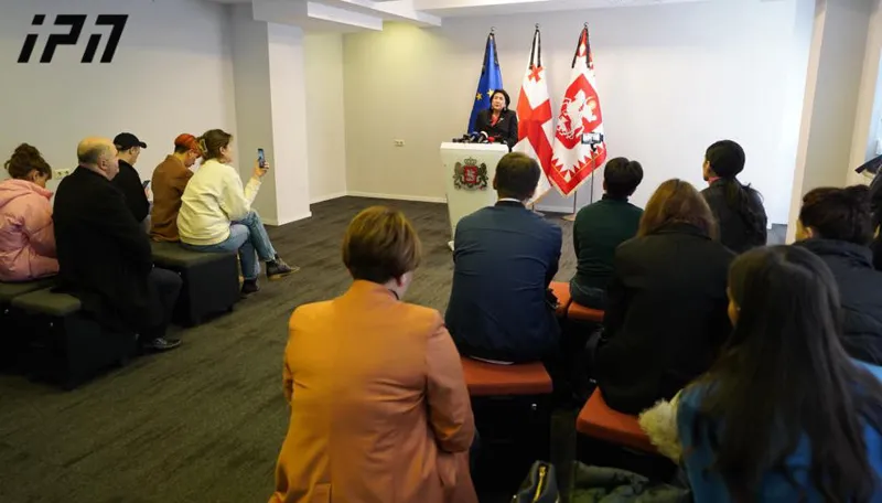 Salome Zurabishvili: I want to welcome you to the new office, which is an extension of the Orbeliani Palace. It may not resemble the Orbeliani Palace, but the spirit and essence are here, and the role of the presidency continues here