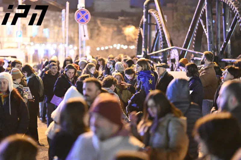Protesters are gathering at Republic Square, carrying banners that read: Social justice is impossible under oligarchy," and "Every 6th child in Georgia is starving