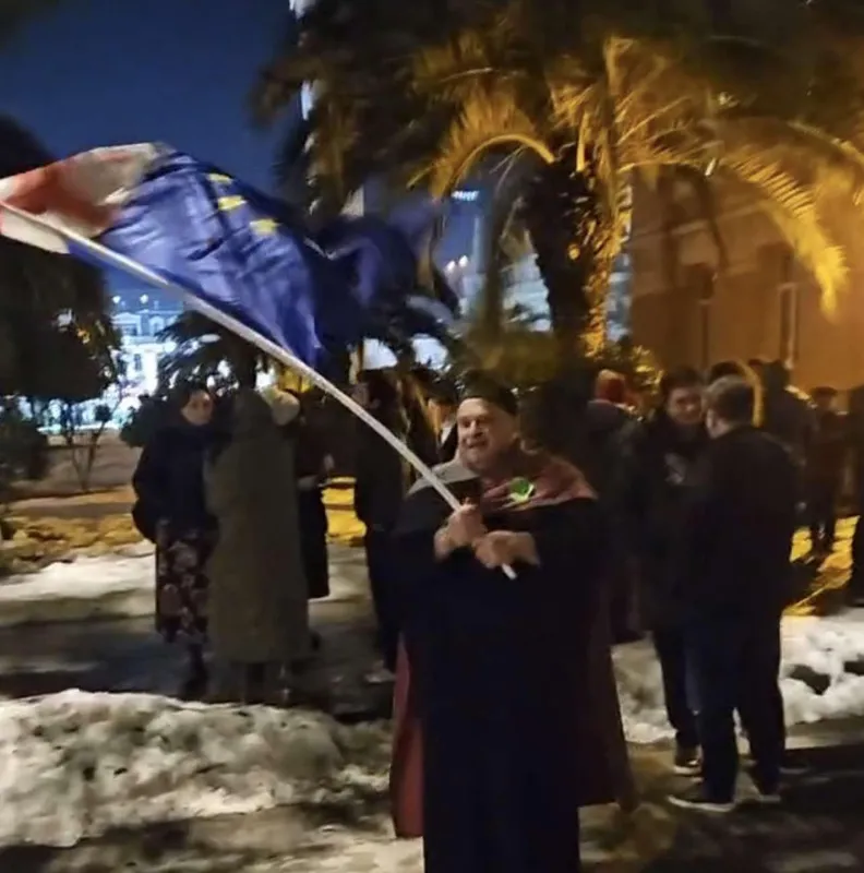 A protest rally has resumed in Batumi