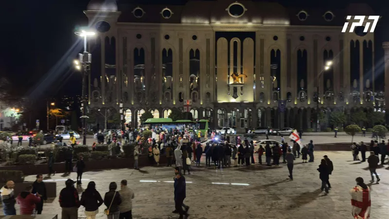 A protest rally has resumed on Rustaveli Avenue