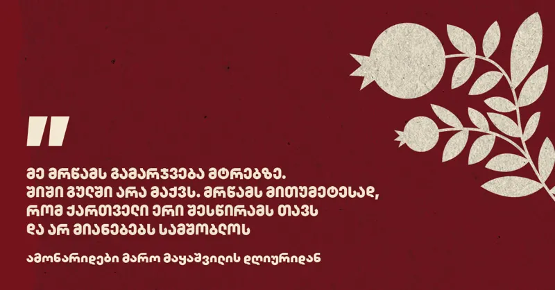 „მე მრწამს გამარჯვება მტრებზე. შიში გულში არა მაქვს. მრწამს მითუმეტესად, რომ ქართველი ერი შესწირამს თავს და არ მიანებებს სამშობლოს“ - ამონარიდები მარო მაყაშვილის დღიურიდან