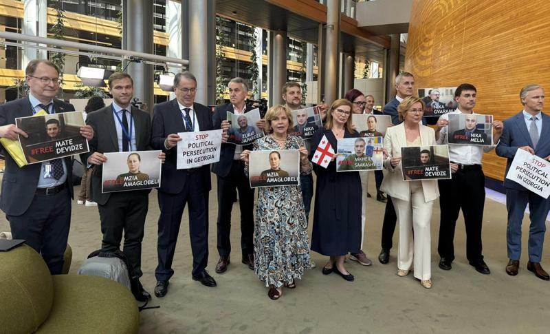 MEPs stage performance in support of Mzia Amaglobeli, arrested protesters and politicians