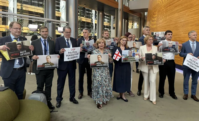 MEPs stage performance in support of Mzia Amaglobeli, arrested protesters and politicians