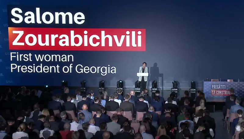 Salome Zurabishvili at the National Congress of Romania’s Save Romania Union: When I was elected as Georgia’s first female president, I could never have imagined that a day would come when practically all freedoms would be endangered, violated, and gradually disappear from my country