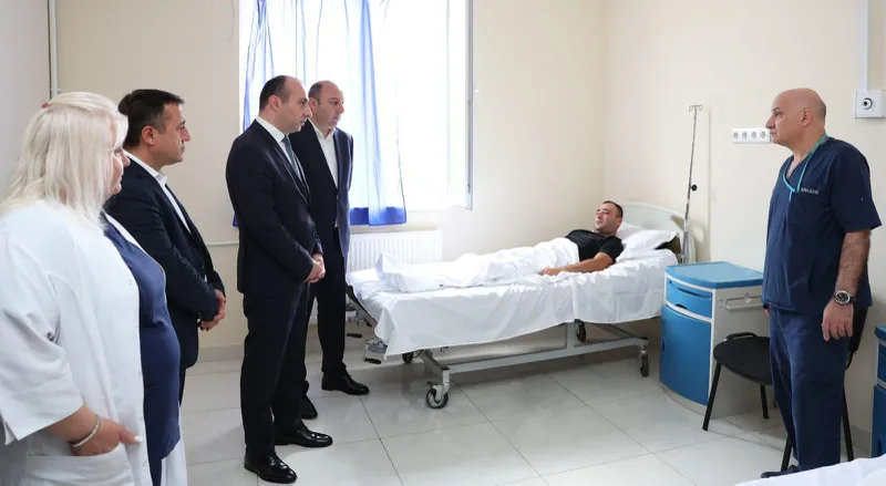 Minister of Internal Affairs visits police officers injured in Gori attack