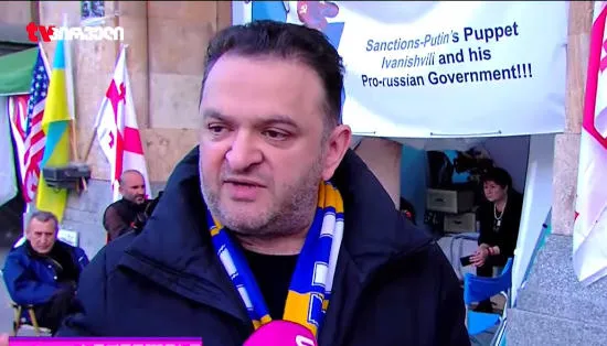 Gedevan Popkhadze and activists begin a hunger strike outside Parliament