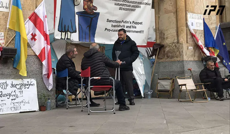 Gedevan Popkhadze: It is the 8th day of the hunger strike, 2 people have joined us and at the moment 8 people are on hunger strike - we feel strong and believe that this action should be expanded until the political environment in the country changes
