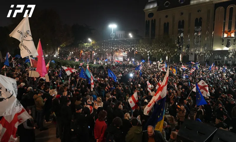 Rally underway on Rustaveli Avenue marking anniversary of start of protests