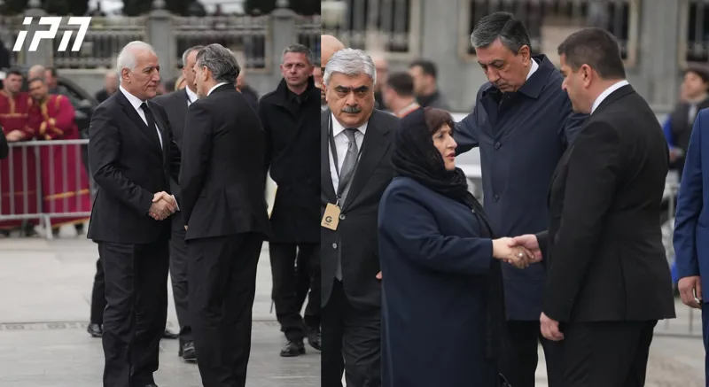 სამების საკათედრო ტაძრის ეზოში სომხეთის პრეზიდენტს მიხეილ ყაველაშვილი, ხოლო აზერბაიჯანის მილი მეჯლისის თავმჯდომარეს შალვა პაპუაშვილი შეხვდა.