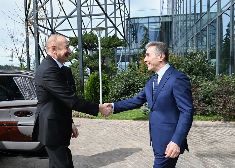 Bidzina Ivanishvili hosts Ilham Aliyev at his business center
