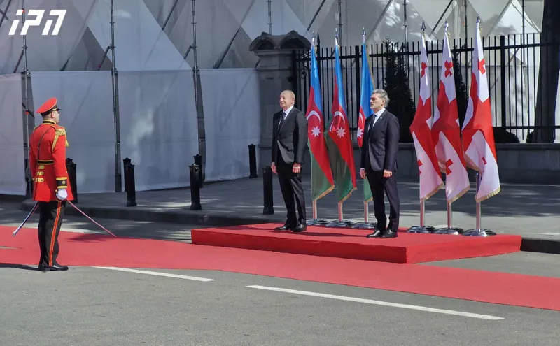 Official welcome ceremony held for Ilham Aliyev at Orbeliani Palace