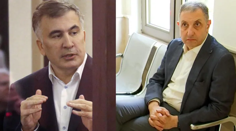 Mikheil Saakashvili and Zurab Noghaideli confront each other at the trial - representatives of the bailiff's office and the parties defuse the situation