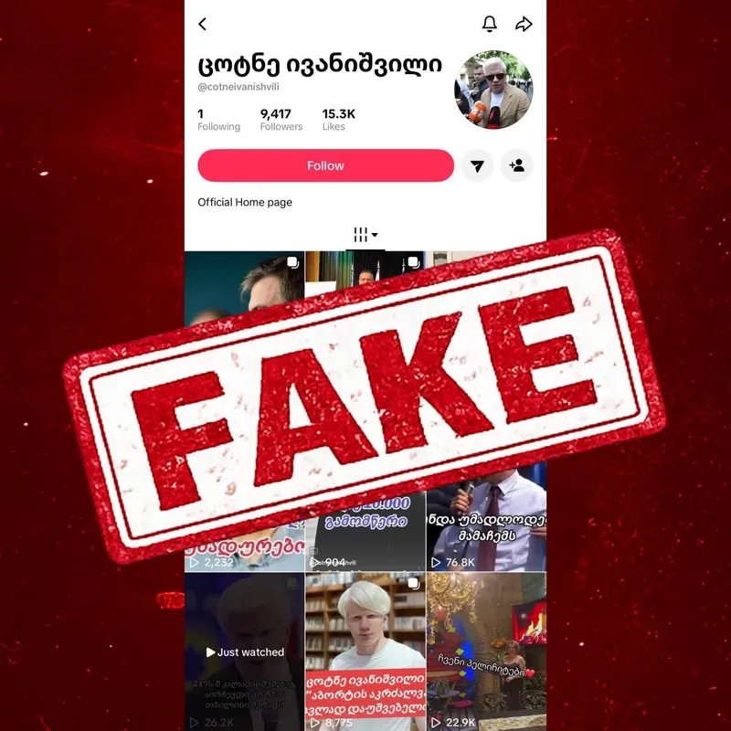 Georgian Dream - A fake page in the name of Tsotne Ivanishvili has been created on TikTok and manipulative videos with provocative content are being distributed - the case has been transferred to the Ministry of Internal Affairs for legal response