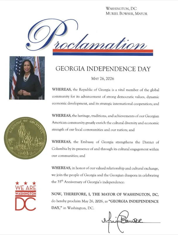 Washington Mayor - May 26 has been declared Georgia’s Independence Day in Washington