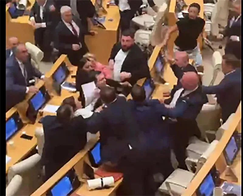 A physical confrontation took place in the parliamentary plenary session hall