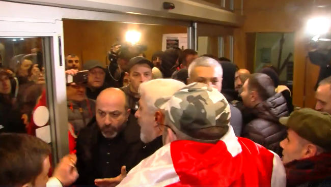 Incident takes place in Liège before meeting between Mikheil Saakashvili and emigrants