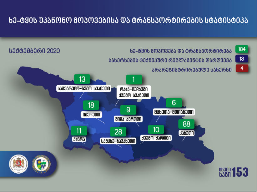 სექტემბერში უკანონო ტყითსარგებლობის 184 ფაქტი გამოვლინდა