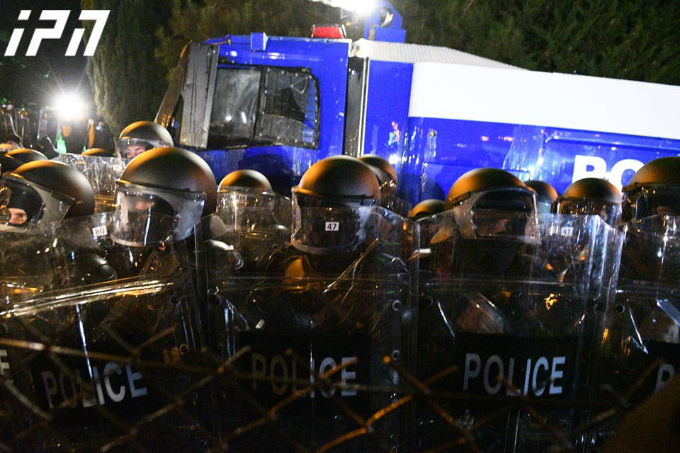 Police used water cannon several times against protesters gathered at the CEC