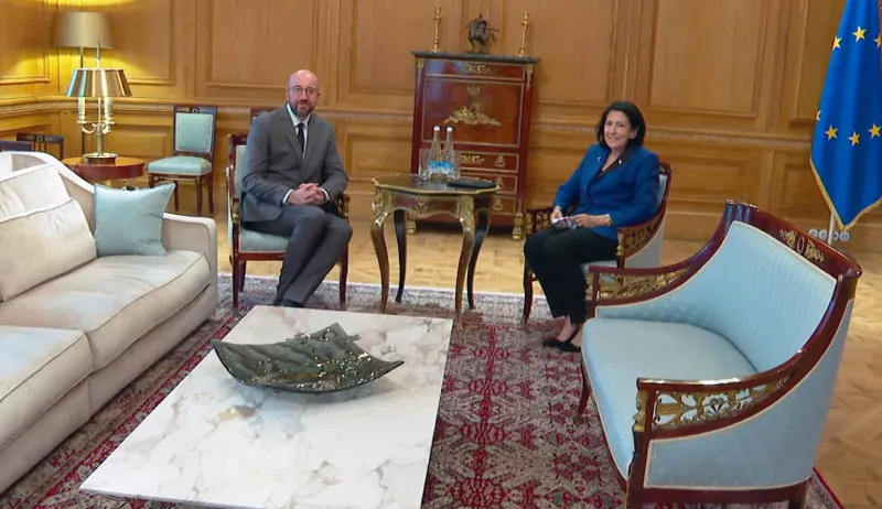 Meeting underway between Charles Michel and Salome Zourabichvili