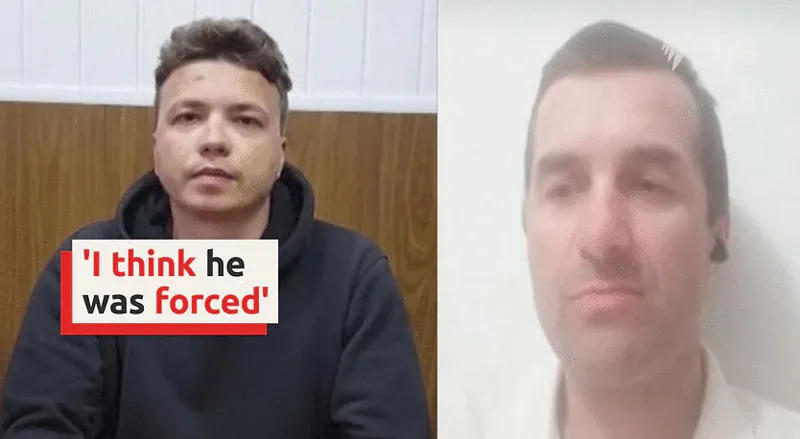 Father of detained Belarusian journalist says his son was forced to admit guilt