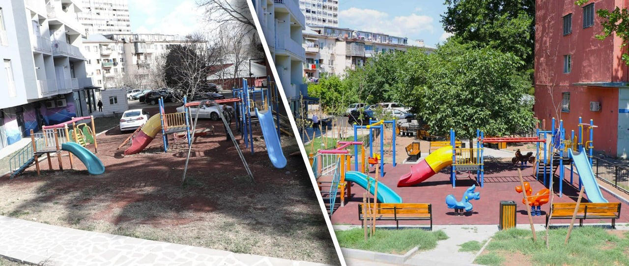 რობაქიძის გამზირზე ავტომობილების სადგომის ნაცვლად სკვერი მოეწყო