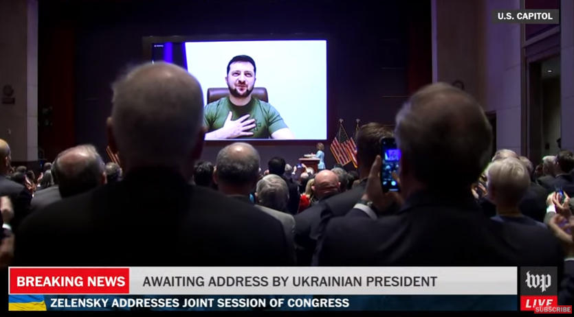 Volodymyr Zelensky gets standing ovation in US Congress