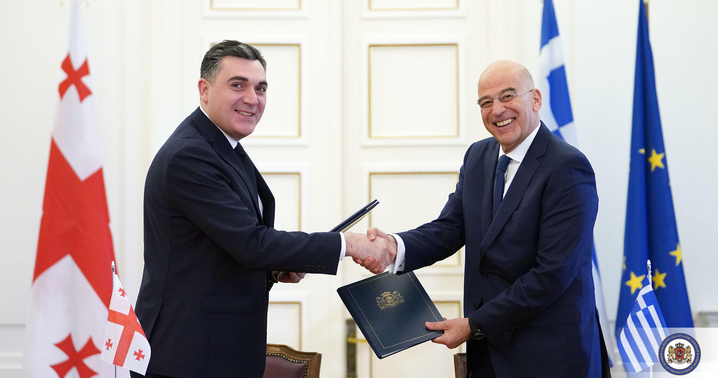 საგარეო უწყება - ილია დარჩიაშვილთან შეხვედრაზე ბერძენმა კოლეგამ საქართველოს ევროპული ინტეგრაციის მიმართ საბერძნეთის მხარდაჭერა კიდევ ერთხელ დაადასტურა