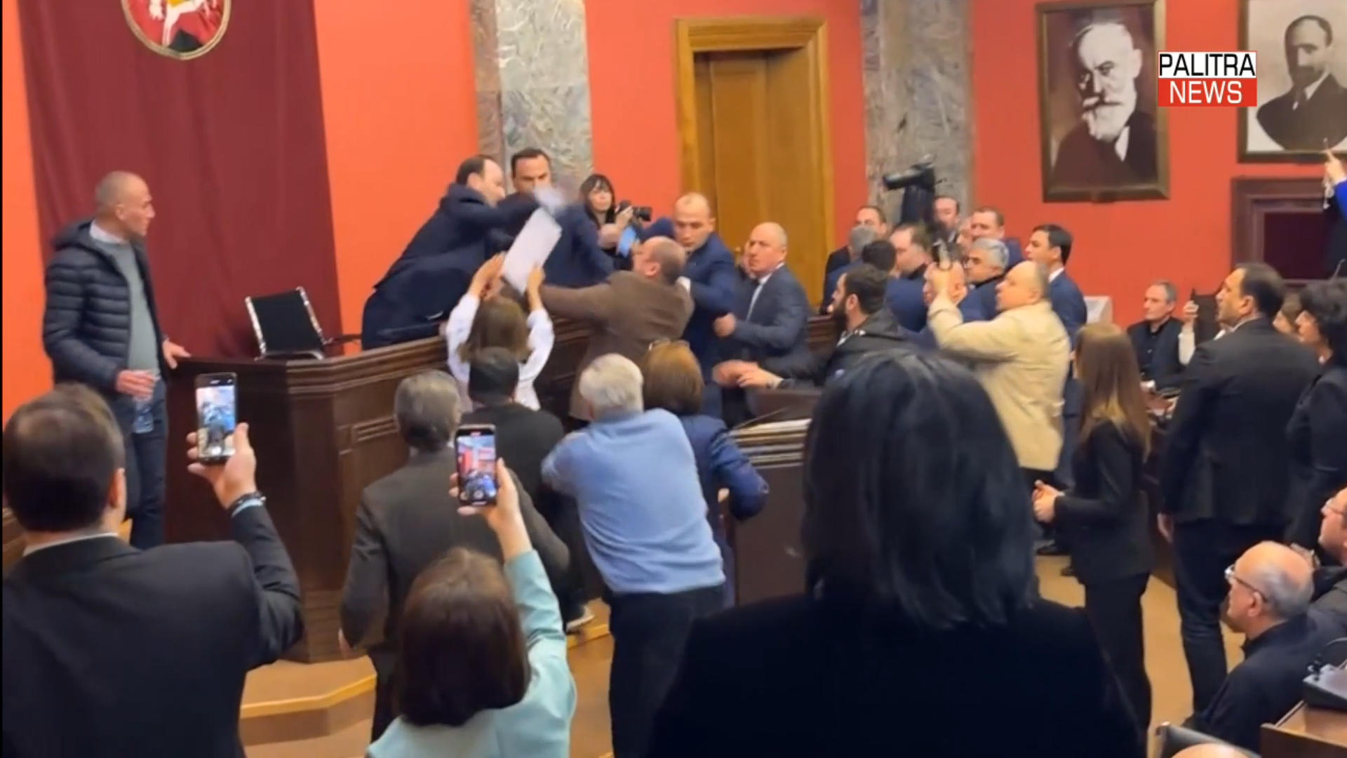 Physical confrontation occurs between MPs during discussion of foreign agent bills
