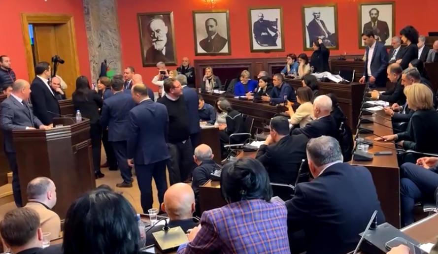 MPs Salome Samadashvili, Khatuna Samnidze and Tamar Kordzaia forcibly removed from Legal Issues Committee session
