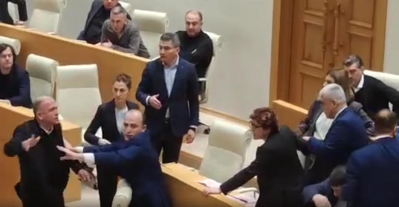 პარლამენტის სხდომაზე ტარიელ ნაკაიძეს მიკროფონი უმრავლესობის წევრმა, ლევან მგალობლიშვილმაც ესროლა