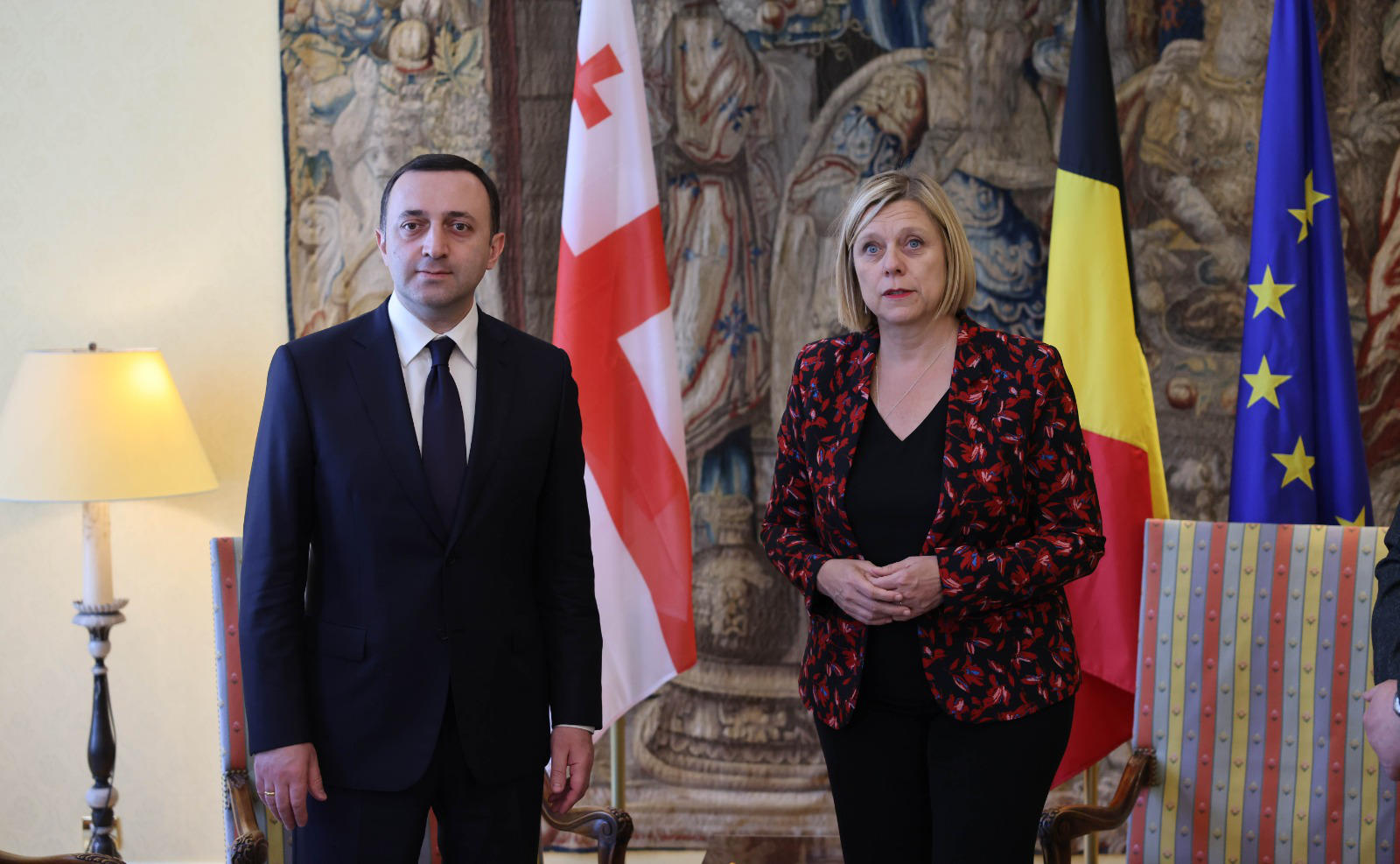 ირაკლი ღარიბაშვილი ბელგიის სამეფოს წარმომადგენლობითი პალატის პრეზიდენტს ელიან ტილიეს შეხვდა