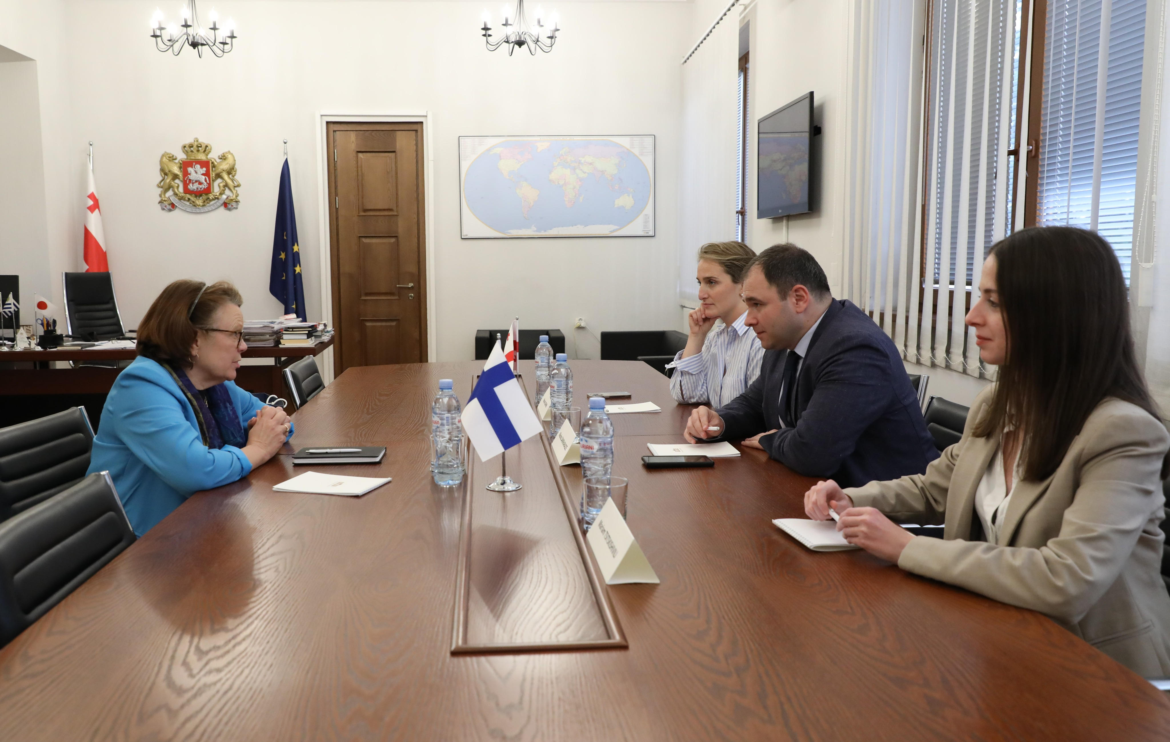 ნიკოლოზ სამხარაძე ფინეთის ელჩს შეხვდა