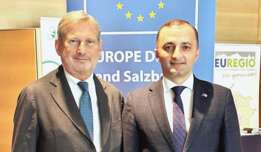 დავით გაბაიძე, ზალცბურგში ვიზიტის ფარგლებში, ევროკომისარ იოჰანეს ჰანსს შეხვდა