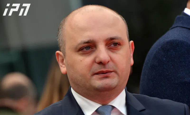Former Minister of Defense Mindia Janelidze being interrogated in the ...