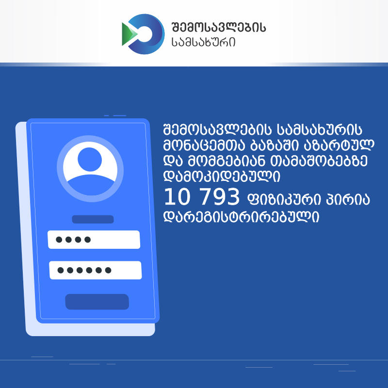 შემოსავლების სამსახურის მონაცემთა ბაზაში, აზარტულ და მომგებიან თამაშობებზე დამოკიდებული 10 793 ფიზიკური პირია დარეგისტრირებული