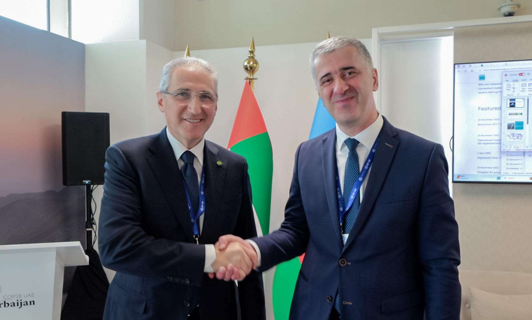 ოთარ შამუგია დუბაიში, აზერბაიჯანის რესპუბლიკის ეკოლოგიისა და ბუნებრივი რესურსების მინისტრს მუხტარ ბაბაევს შეხვდა
