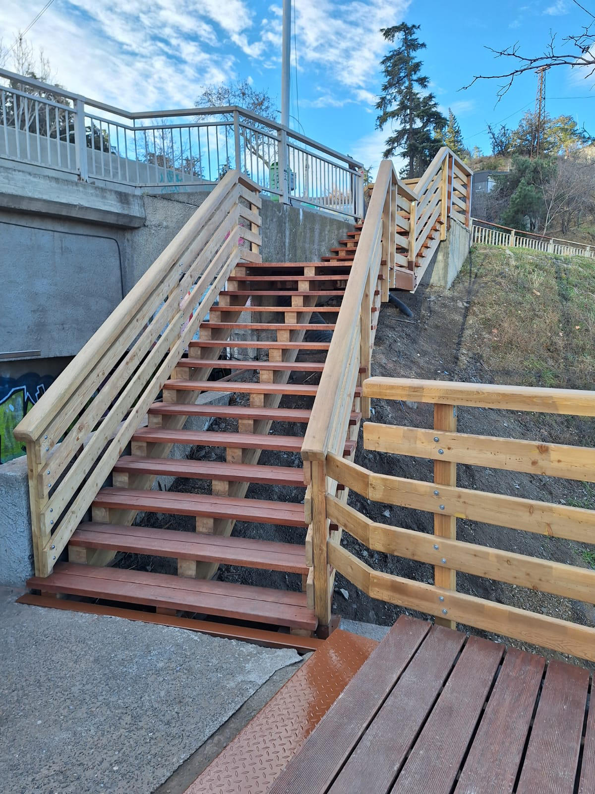 ჭაბუა ამირეჯიბის გზატკეცილზე არსებული საფეხმავლო ხიდი რეაბილიტირდა