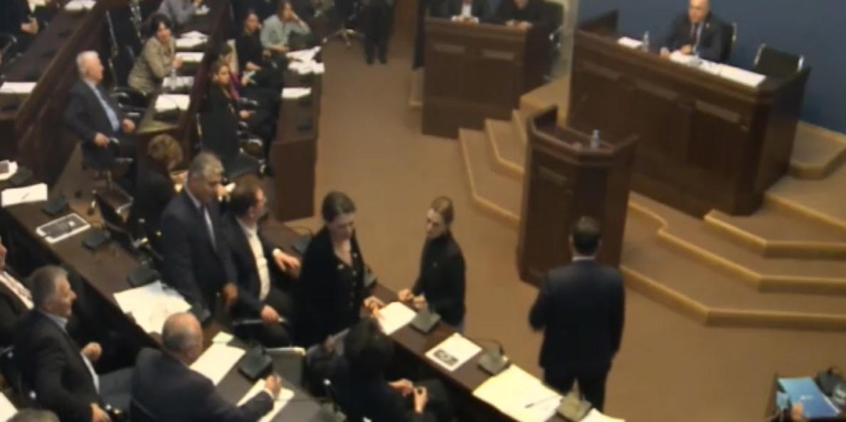 სხდომაზე, სადაც მინისტრობის კანდიდატებს უსმენენ, ხმაური იყო - თაკო ჩარკვიანს დარბაზი დაატოვებინეს