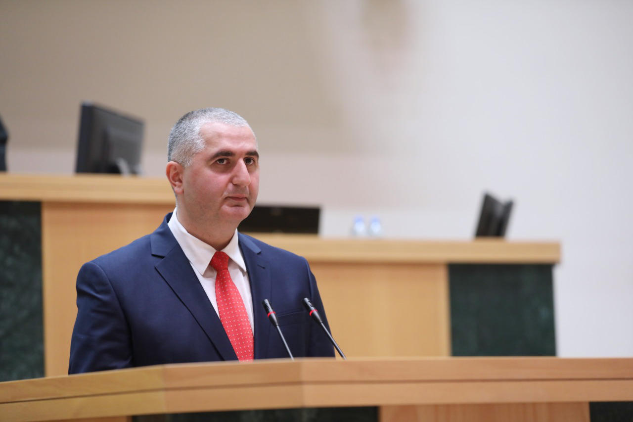 Minister of Finance Lasha Khutsishvili is being listened to at the plenary session of the Parliament