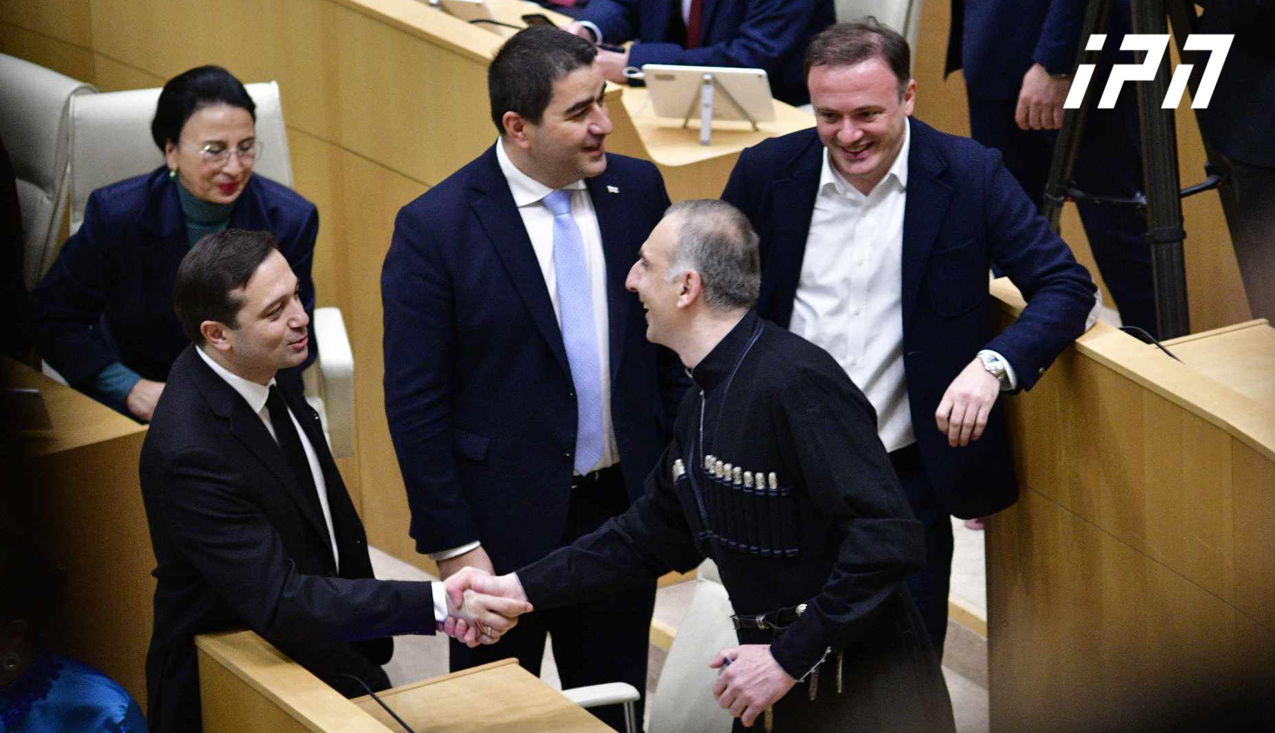 Aleko Elisashvili wearing national dress in Parliament