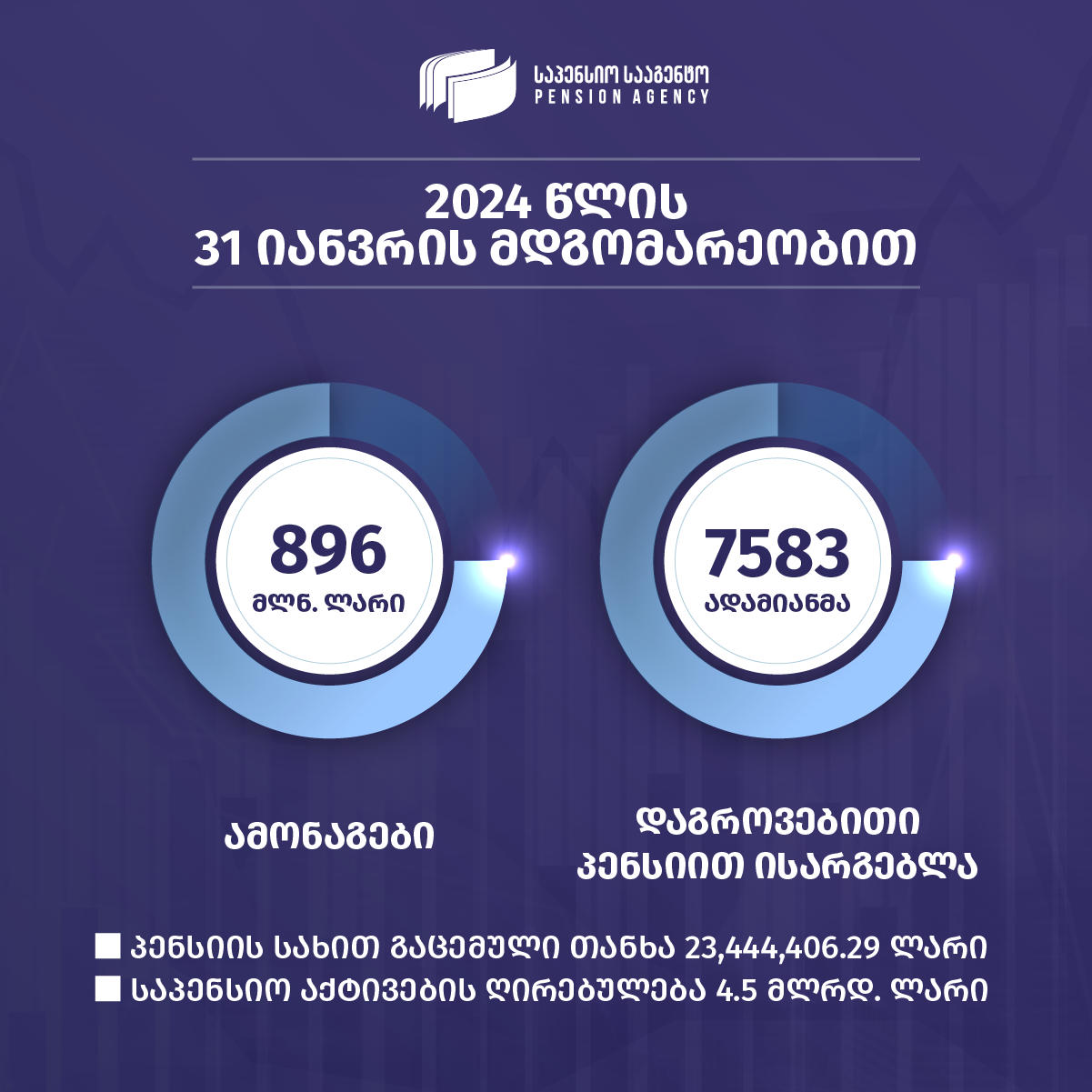 საპენსიო სააგენტო 31 იანვრის სტატისტიკურ მონაცემებს აქვეყნებს